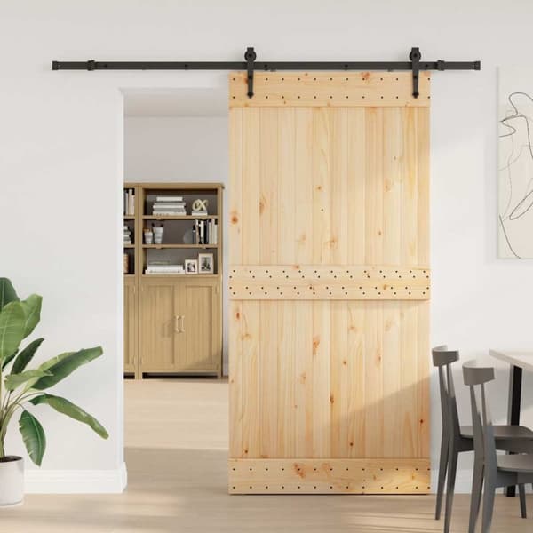 vidaXL Skjutdörr med beslag 100x210 cm massiv furu