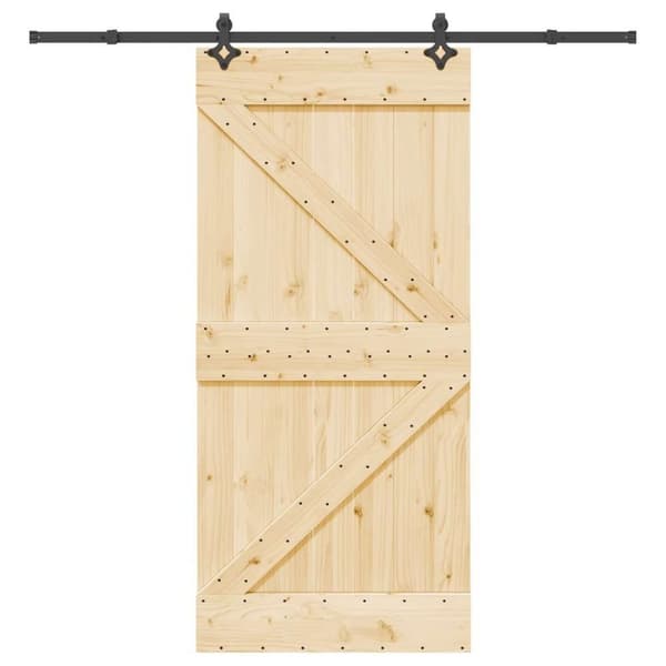 vidaXL Skjutdörr med beslag 95x210 cm massiv furu