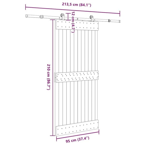 vidaXL Skyvedør med monteringstilbehør 95x210 cm heltre furu
