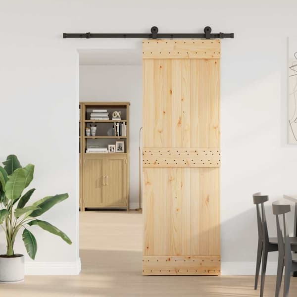 vidaXL Skjutdörr med beslag 70x210 cm massiv furu
