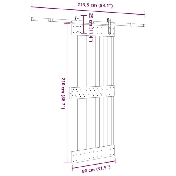 vidaXL Liukuovi asennustarvikkeineen 80x210 cm täysi mänty
