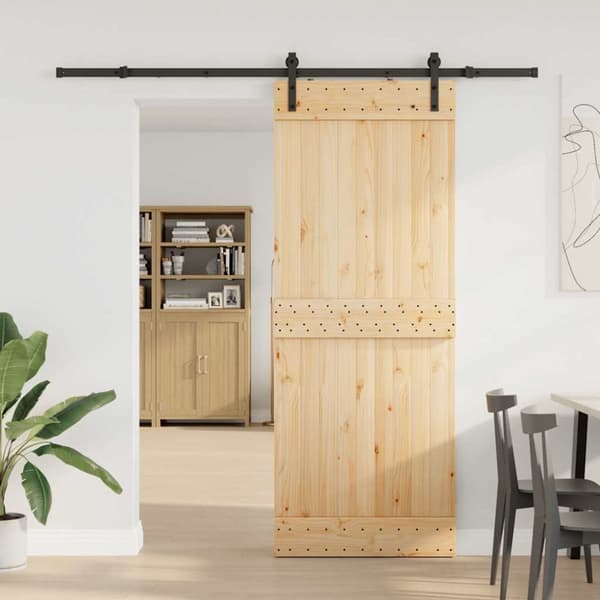 vidaXL Liukuovi asennustarvikkeineen 80x210 cm täysi mänty