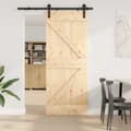 Miniatyrbilde 2 av 8: vidaXL Skyvedør med monteringstilbehør 85x210 cm heltre furu
