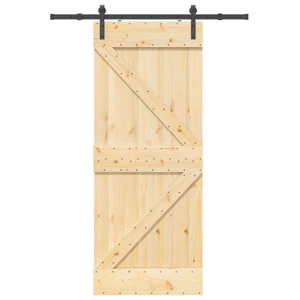 vidaXL Skyvedør med monteringstilbehør 85x210 cm heltre furu
