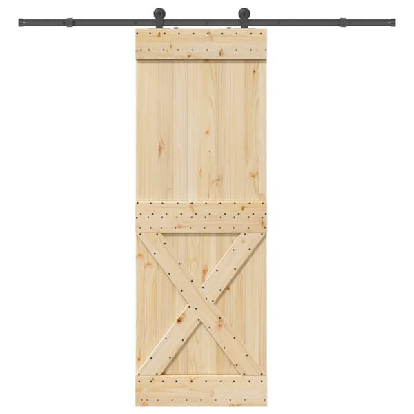 vidaXL skydedør med monteringssæt 80x210 cm massivt fyrretræ