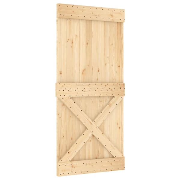 vidaXL skydedør med monteringssæt 95x210 cm massivt fyrretræ