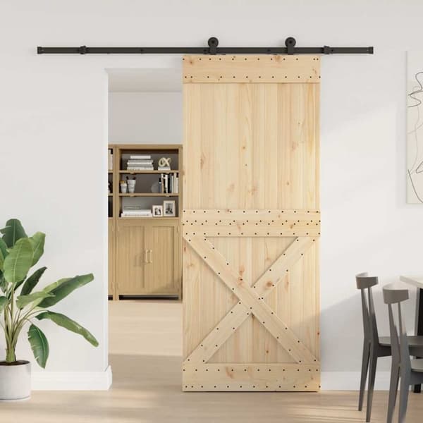 vidaXL skydedør med monteringssæt 95x210 cm massivt fyrretræ