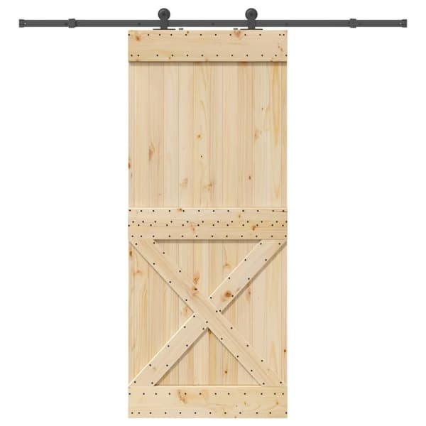 vidaXL skydedør med monteringssæt 95x210 cm massivt fyrretræ