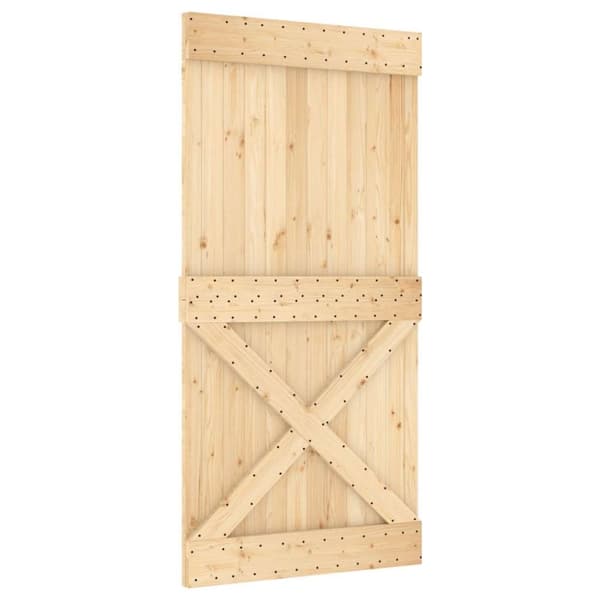 vidaXL Skjutdörr med beslag 100x210 cm massiv furu