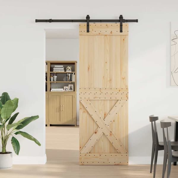 vidaXL skydedør med monteringssæt 80x210 cm massivt fyrretræ