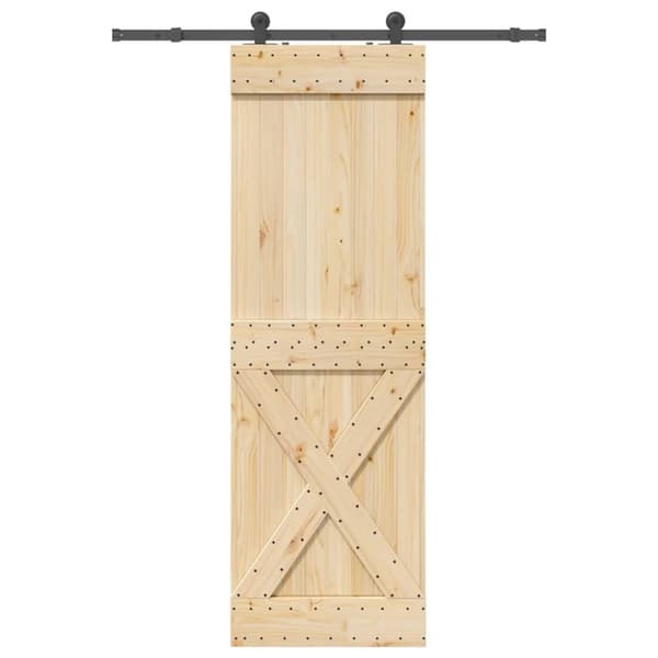 Skjutdörr med beslag 70x210 cm massiv furu