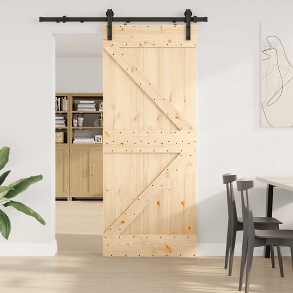 Skjutdörr med beslag 85x210 cm massiv furu