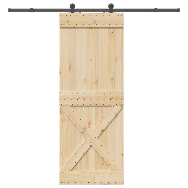 Skjutdörr med beslag 85x210 cm massiv furu