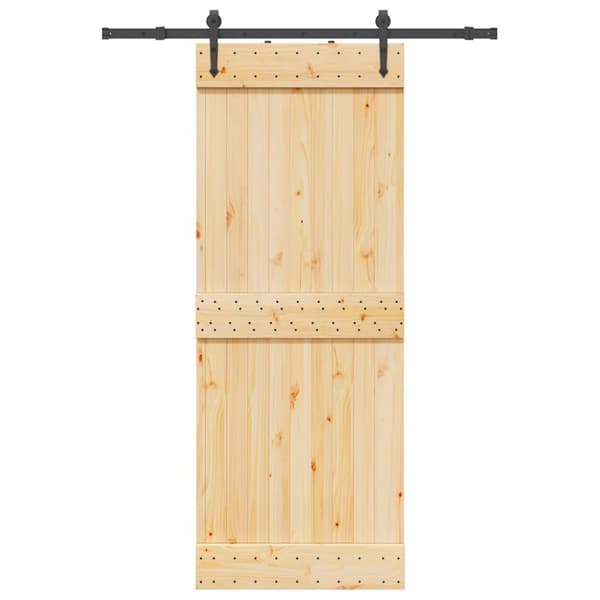 Skjutdörr med beslag 80x210 cm massiv furu