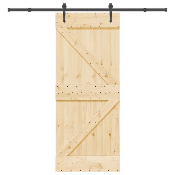 Skjutdörr med beslag 85x210 cm massiv furu