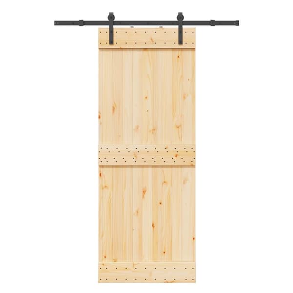 Skjutdörr med beslag 80x210 cm massiv furu