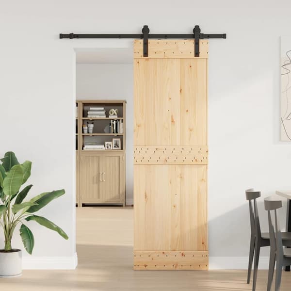 Skjutdörr med beslag 70x210 cm massiv furu