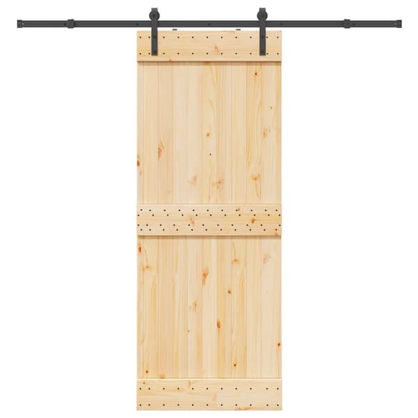 Skjutdörr med beslag 80x210 cm massiv furu