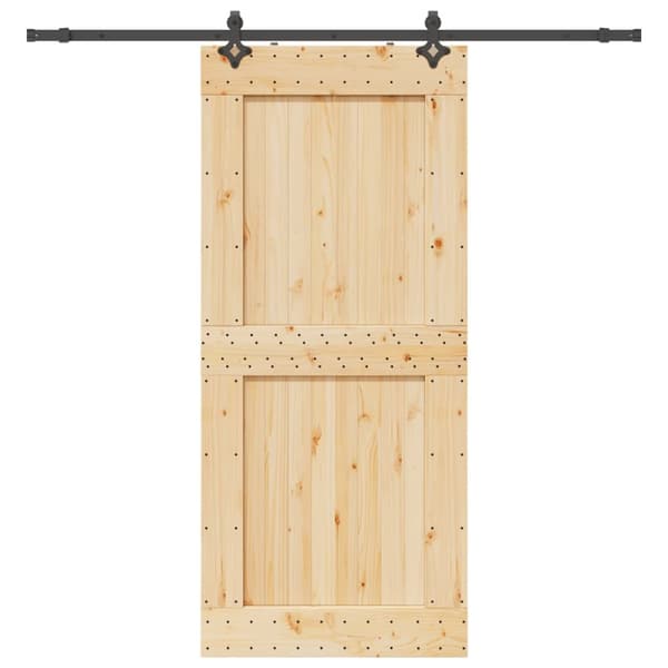Skjutdörr med beslag 100x210 cm massiv furu