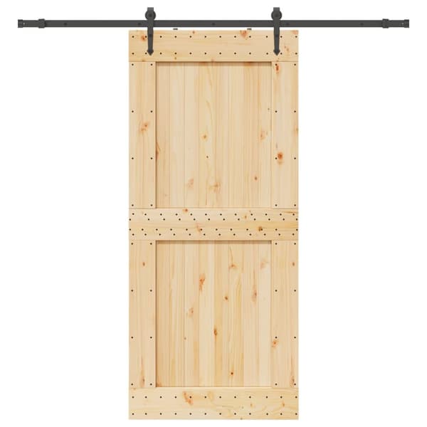 Skjutdörr med beslag 100x210 cm massiv furu