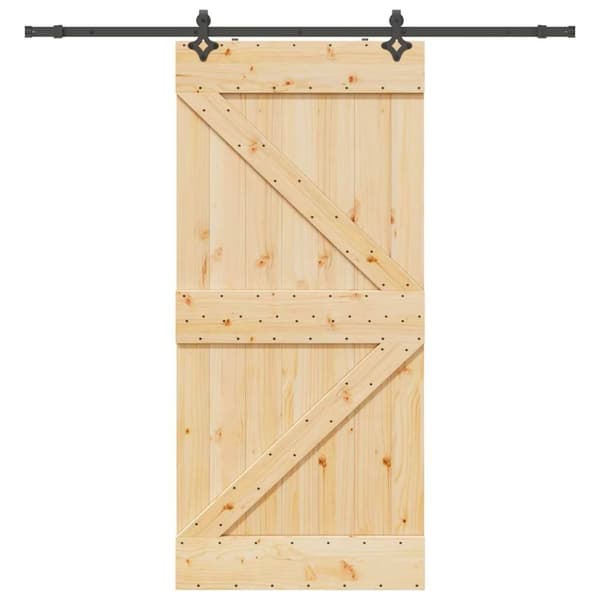 vidaXL skydedør med monteringssæt 100x210 cm massivt fyrretræ