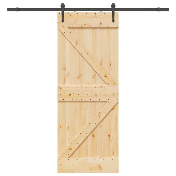 vidaXL Skjutdörr med beslag 80x210 cm massiv furu