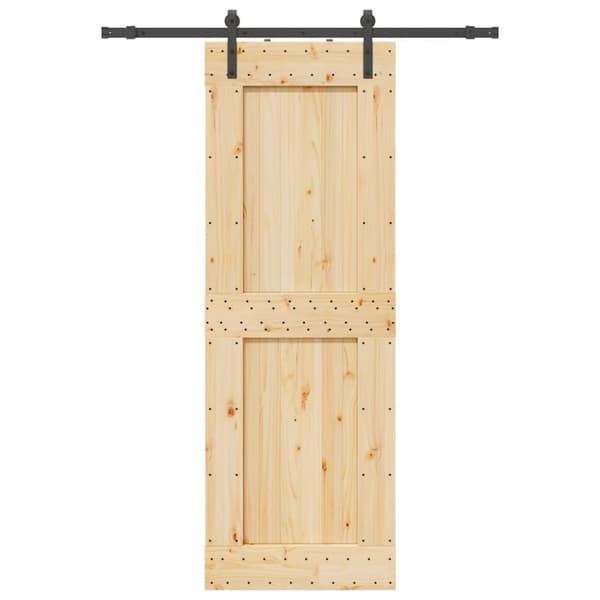 vidaXL Skjutdörr med beslag 80x210 cm massiv furu