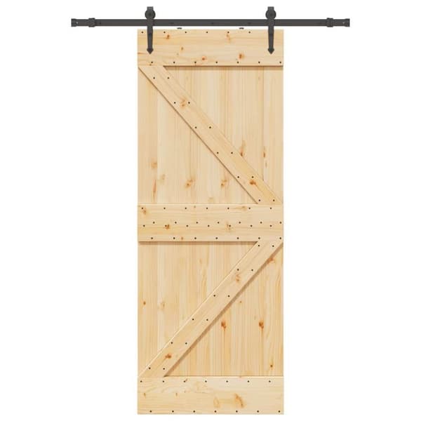 vidaXL skydedør med monteringssæt 80x210 cm massivt fyrretræ
