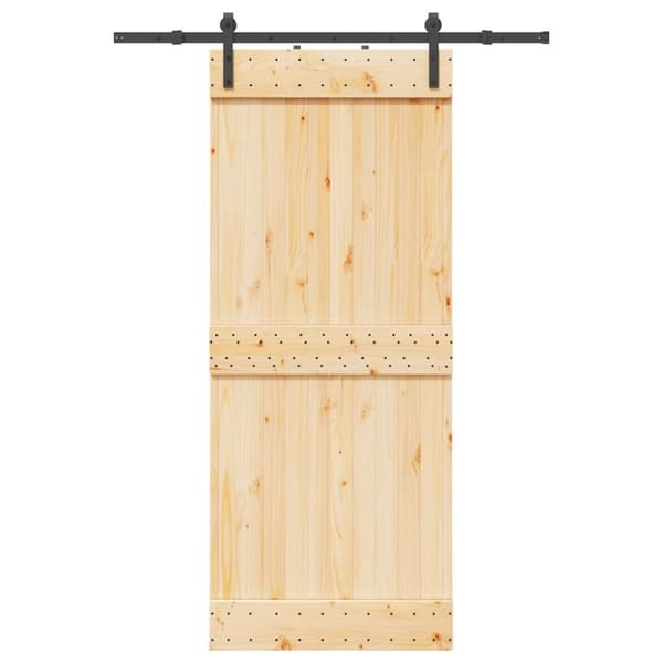 vidaXL Skjutdörr med beslag 85x210 cm massiv furu