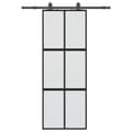 Miniatyrbilde 3 av 10: vidaXL Skyvedør med monteringssett svart 76x205 cm herdet glass