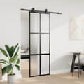 Miniatyrbilde 4 av 10: vidaXL Skyvedør med monteringssett svart 76x205 cm herdet glass