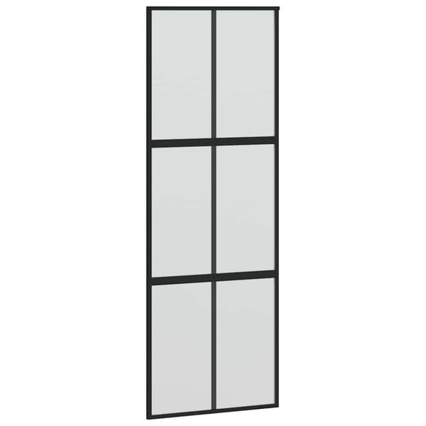 vidaXL Skyvedør med monteringssett svart 76x205 cm herdet glass