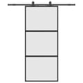 Miniatyrbillede 3 af 10: vidaXL skydedør med hardwaresæt 90x205 cm hærdet glas sort