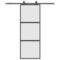 Miniatyrbillede 1 af 10: vidaXL skydedør med hardwaresæt 76x205 cm hærdet glas sort