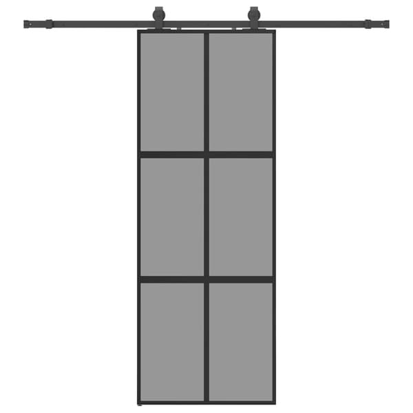 vidaXL skydedør med hardwaresæt 76x205 cm hærdet glas sort