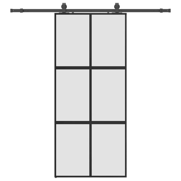 vidaXL liukuovi laitteistosarjalla musta 90x205 cm karkaistu lasi