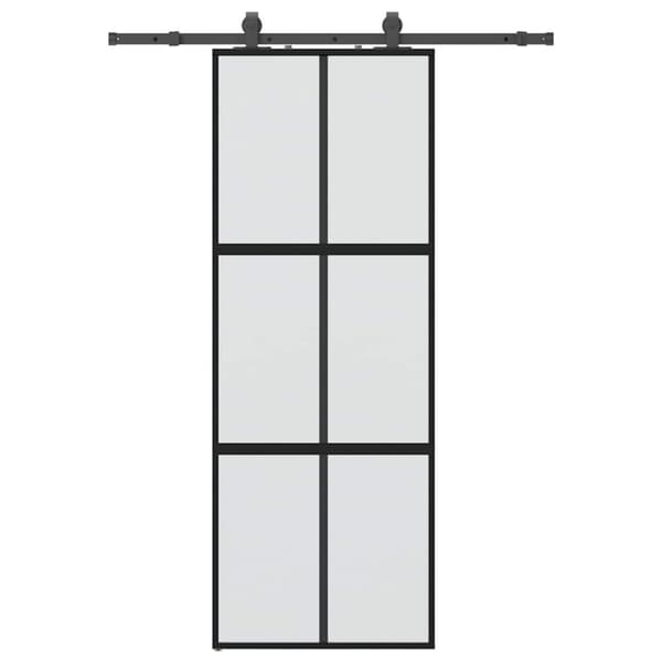 vidaXL liukuovi laitteistosarjalla musta 76x205 cm karkaistu lasi