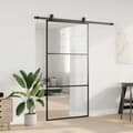 Miniatyrbillede 4 af 10: vidaXL skydedør med hardwaresæt 102x205 cm ESG glas sort