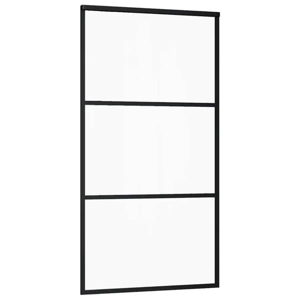 vidaXL skydedør med hardwaresæt 102x205 cm ESG glas sort