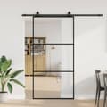 Miniatyrbillede 2 af 10: vidaXL skydedør med hardwaresæt 102x205 cm ESG glas sort