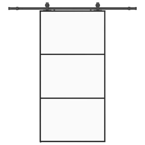 vidaXL skydedør med hardwaresæt 102x205 cm ESG glas sort