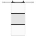 Miniatyrbillede 3 af 10: vidaXL skydedør med hardwaresæt 90x205 cm hærdet glas sort