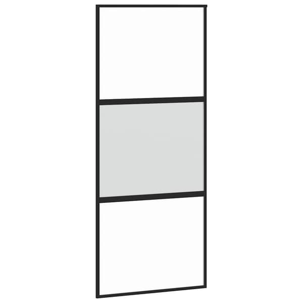 vidaXL skydedør med hardwaresæt 90x205 cm hærdet glas sort