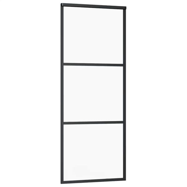 vidaXL Liukuovi asennustarvikkeilla musta 76x205 cm ESG lasi