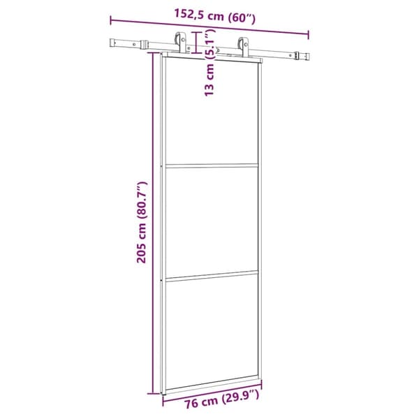 vidaXL Liukuovi asennustarvikkeilla musta 76x205 cm ESG lasi
