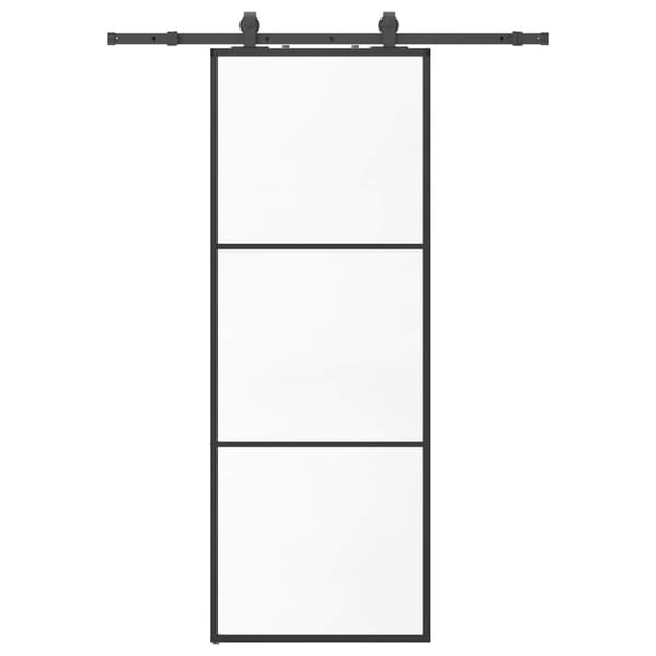 vidaXL Liukuovi asennustarvikkeilla musta 76x205 cm ESG lasi