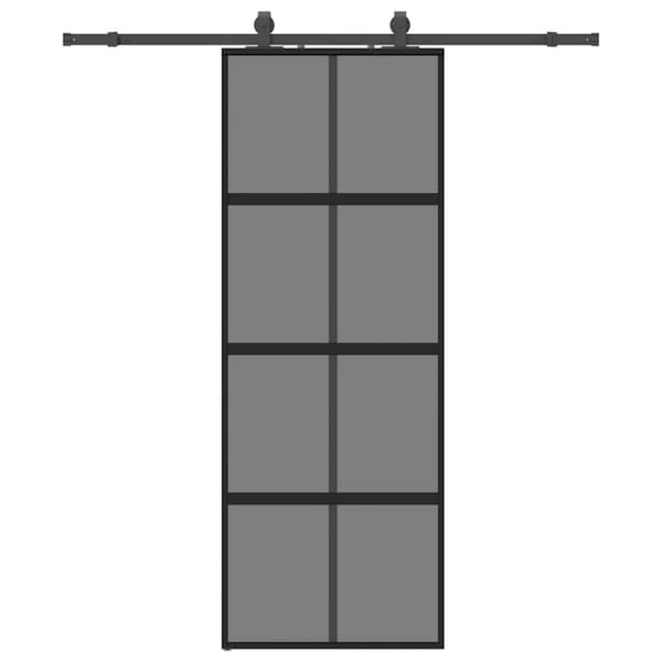vidaXL liukuovi laitteistosarjalla musta 76x205 cm karkaistu lasi