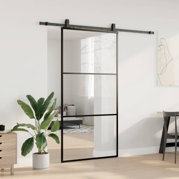 vidaXL liukuovi laitteistosarjalla musta 102x205 cm ESG lasi