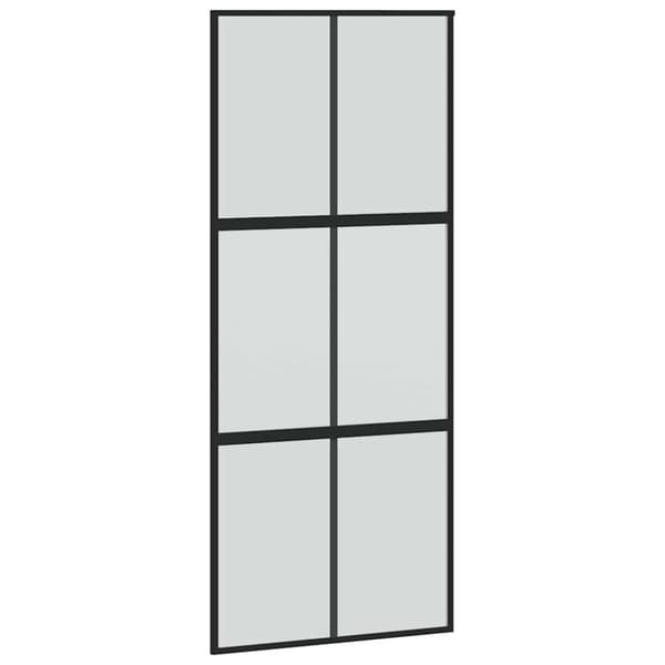 vidaXL liukuovi laitteistosarjalla musta 90x205 cm karkaistu lasi