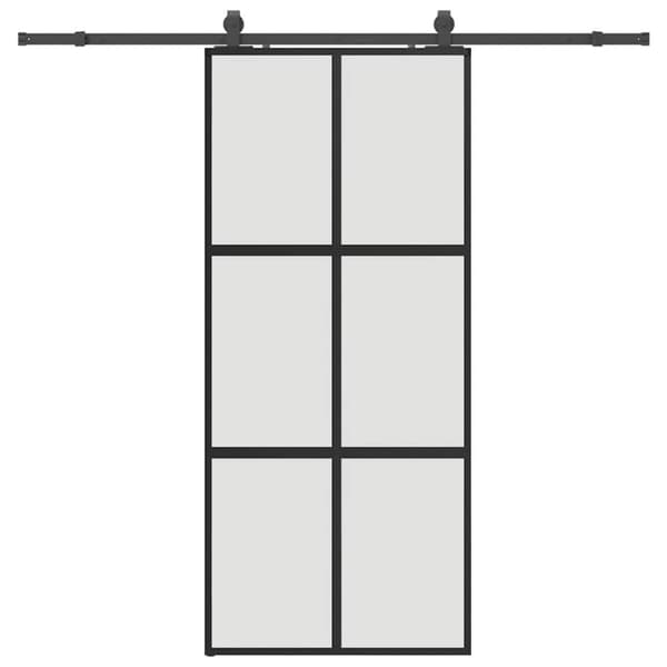 vidaXL liukuovi laitteistosarjalla musta 90x205 cm karkaistu lasi